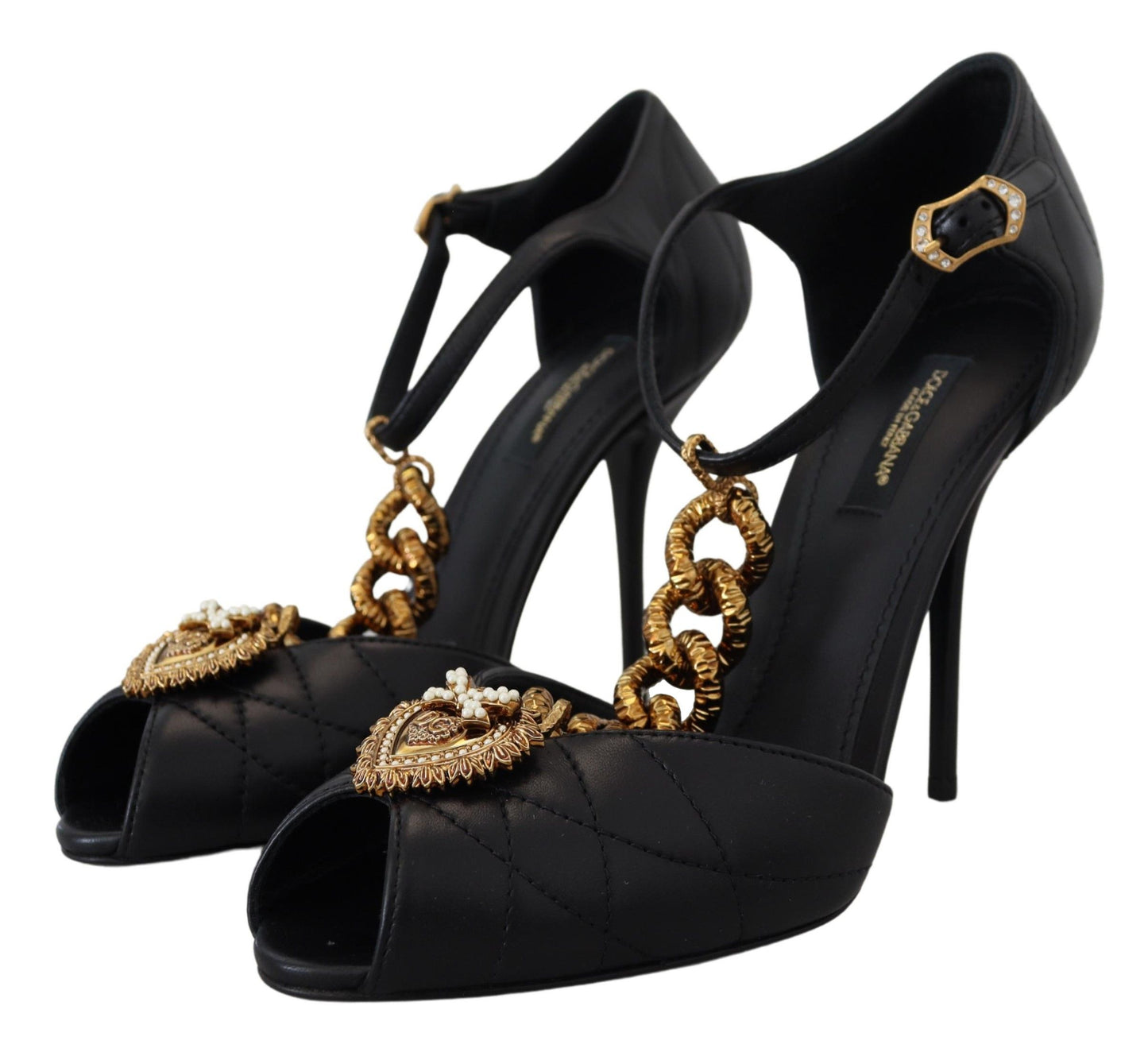 Dolce & Gabbana Elegant Gold-Embellished Leather Sandals Dolce & Gabbana