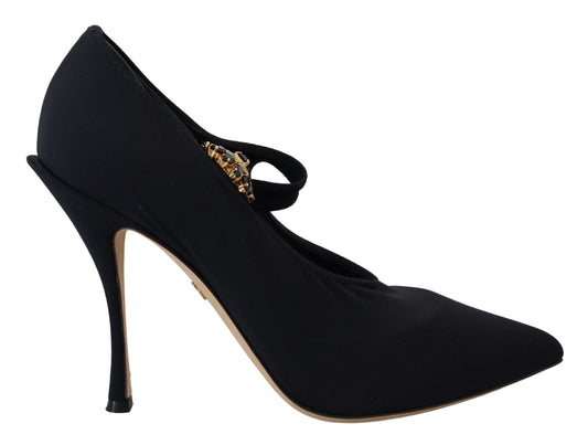 Dolce & Gabbana Chic Black Mary Jane Sock Pumps with Crystals Dolce & Gabbana