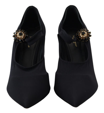 Dolce & Gabbana Chic Black Mary Jane Sock Pumps with Crystals Dolce & Gabbana