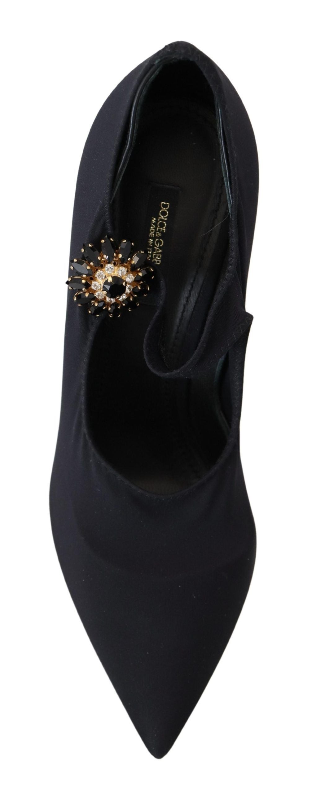 Dolce & Gabbana Chic Black Mary Jane Sock Pumps with Crystals Dolce & Gabbana