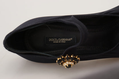 Dolce & Gabbana Chic Black Mary Jane Sock Pumps with Crystals Dolce & Gabbana