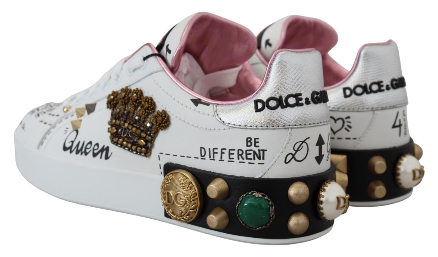 Dolce & Gabbana Queen Crown Chic Leather Sneakers Dolce & Gabbana