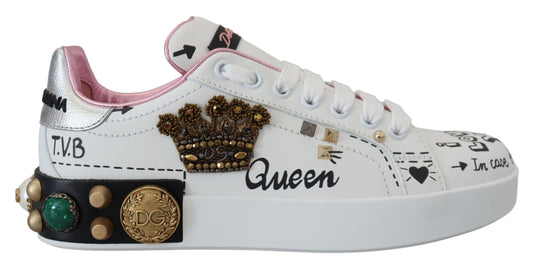 Dolce & Gabbana Queen Crown Chic Leather Sneakers Dolce & Gabbana