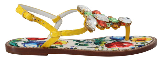 Dolce & Gabbana Majolica Crystal Embellished Leather Sandals Dolce & Gabbana