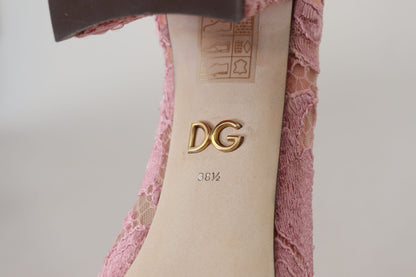 Dolce & Gabbana Pastel Pink Lace Crystal Embellished Pumps Dolce & Gabbana