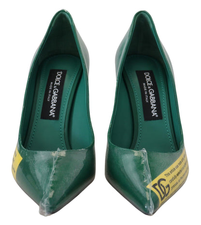 Dolce & Gabbana Emerald Elegance Leather Heels Pumps Dolce & Gabbana