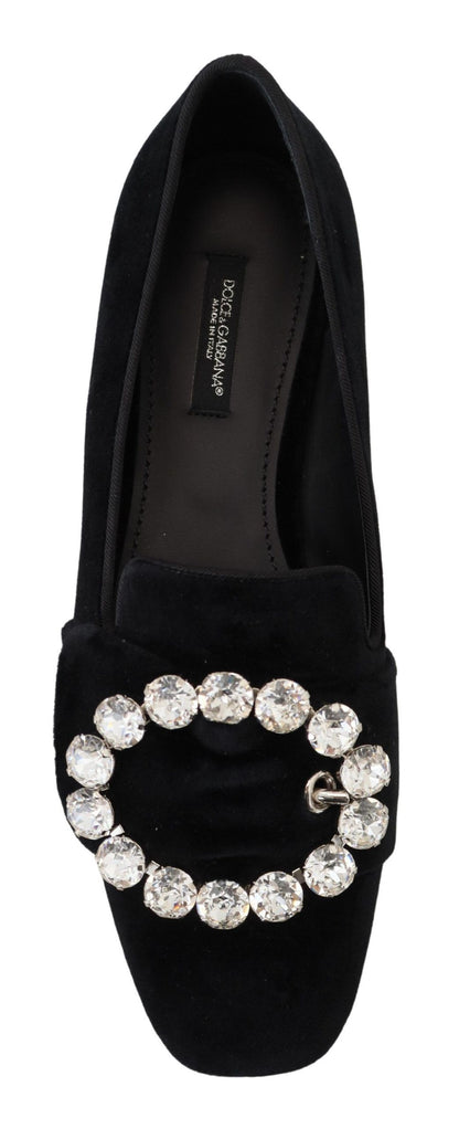 Dolce & Gabbana Chic Velvet Crystal-Embellished Loafers Dolce & Gabbana