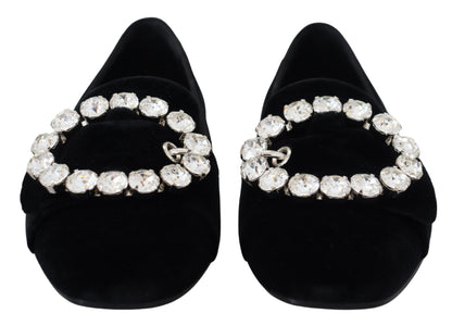 Dolce & Gabbana Chic Velvet Crystal-Embellished Loafers Dolce & Gabbana