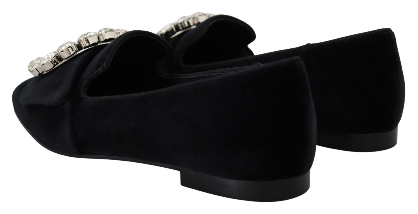 Dolce & Gabbana Chic Velvet Crystal-Embellished Loafers Dolce & Gabbana