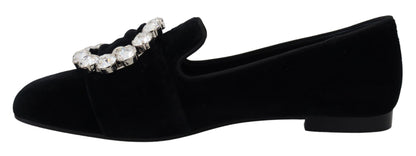 Dolce & Gabbana Chic Velvet Crystal-Embellished Loafers Dolce & Gabbana