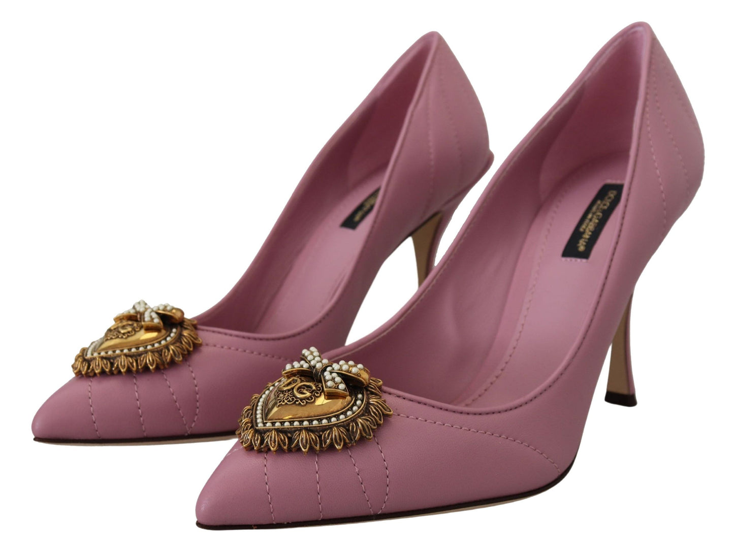 Dolce & Gabbana Devotion Leather Heels in Pink Dolce & Gabbana