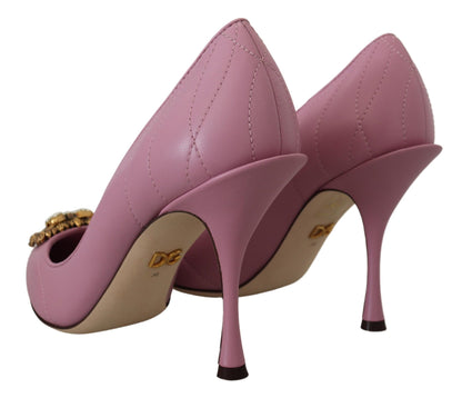 Dolce & Gabbana Devotion Leather Heels in Pink Dolce & Gabbana