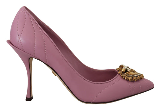 Dolce & Gabbana Devotion Leather Heels in Pink Dolce & Gabbana