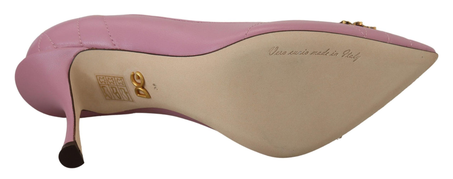 Dolce & Gabbana Devotion Leather Heels in Pink Dolce & Gabbana