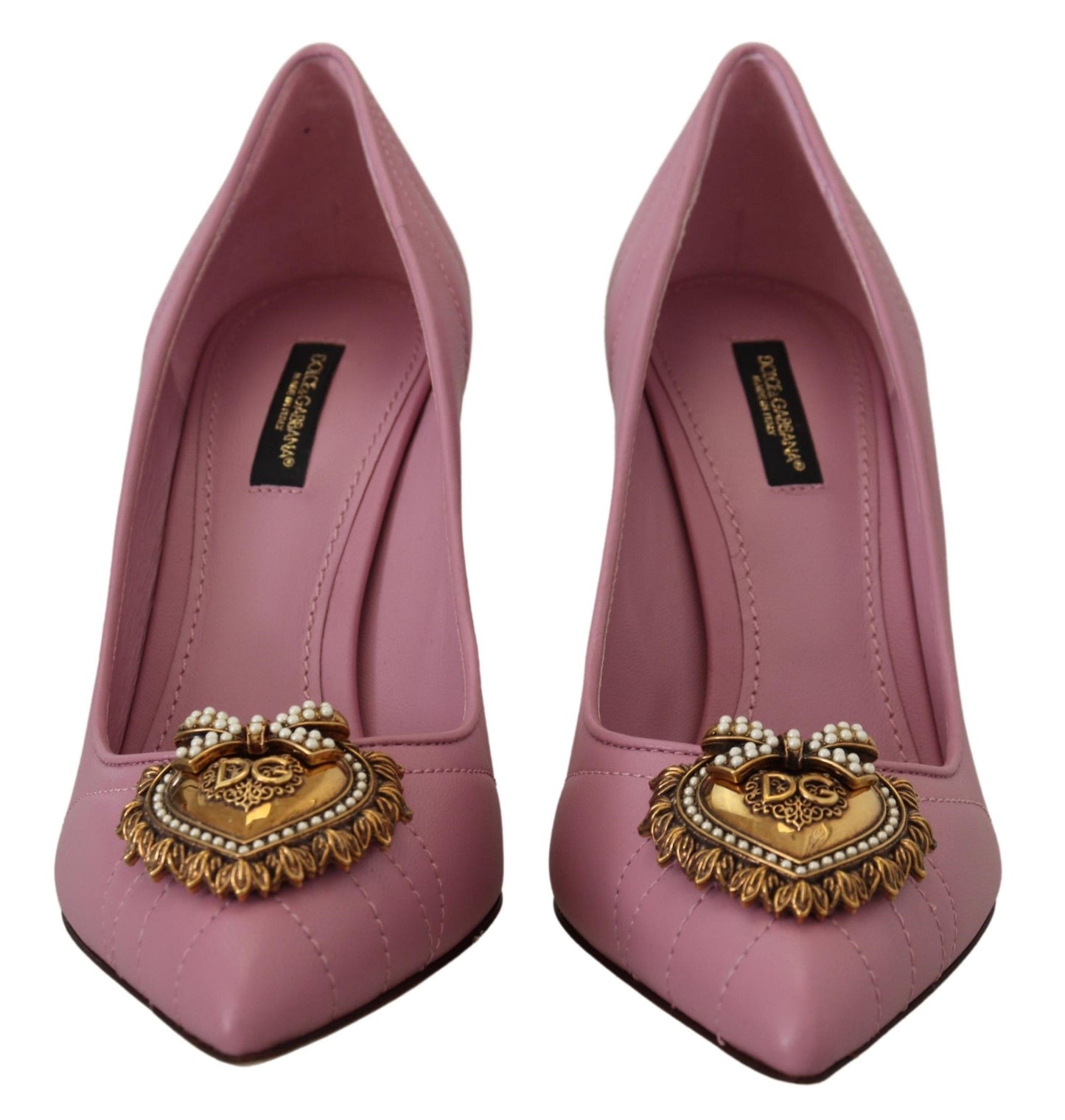 Dolce & Gabbana Devotion Leather Heels in Pink Dolce & Gabbana