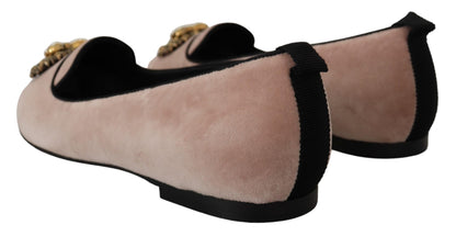 Dolce & Gabbana Elegant Pink Velvet Devotion Loafers Dolce & Gabbana