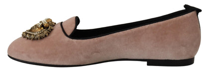 Dolce & Gabbana Elegant Pink Velvet Devotion Loafers Dolce & Gabbana