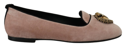 Dolce & Gabbana Elegant Pink Velvet Devotion Loafers Dolce & Gabbana