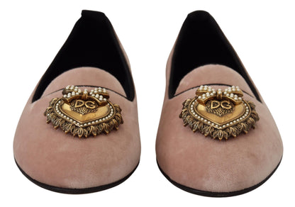 Dolce & Gabbana Elegant Pink Velvet Devotion Loafers Dolce & Gabbana