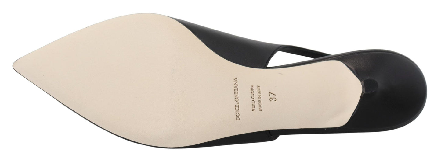 Dolce & Gabbana Elegant Black Leather Slingback Pumps Dolce & Gabbana