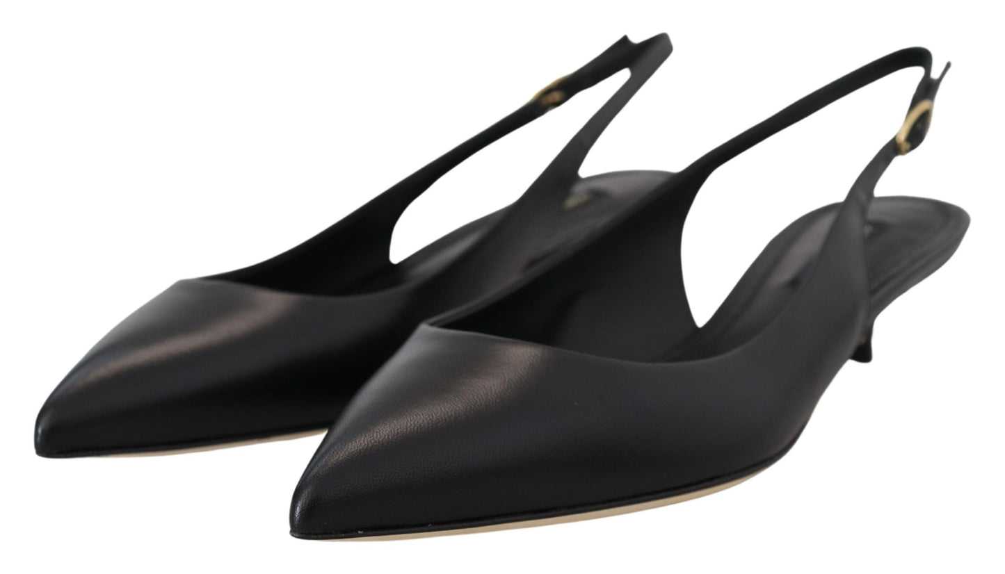 Dolce & Gabbana Elegant Black Leather Slingback Pumps Dolce & Gabbana