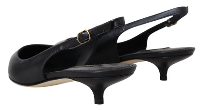 Dolce & Gabbana Elegant Black Leather Slingback Pumps Dolce & Gabbana