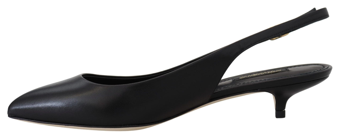 Dolce & Gabbana Elegant Black Leather Slingback Pumps Dolce & Gabbana