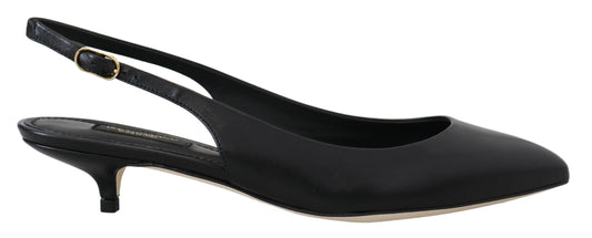 Dolce & Gabbana Elegant Black Leather Slingback Pumps Dolce & Gabbana