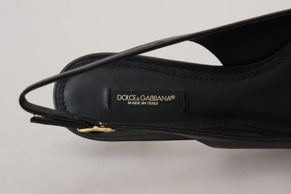 Dolce & Gabbana Elegant Black Leather Slingback Pumps Dolce & Gabbana