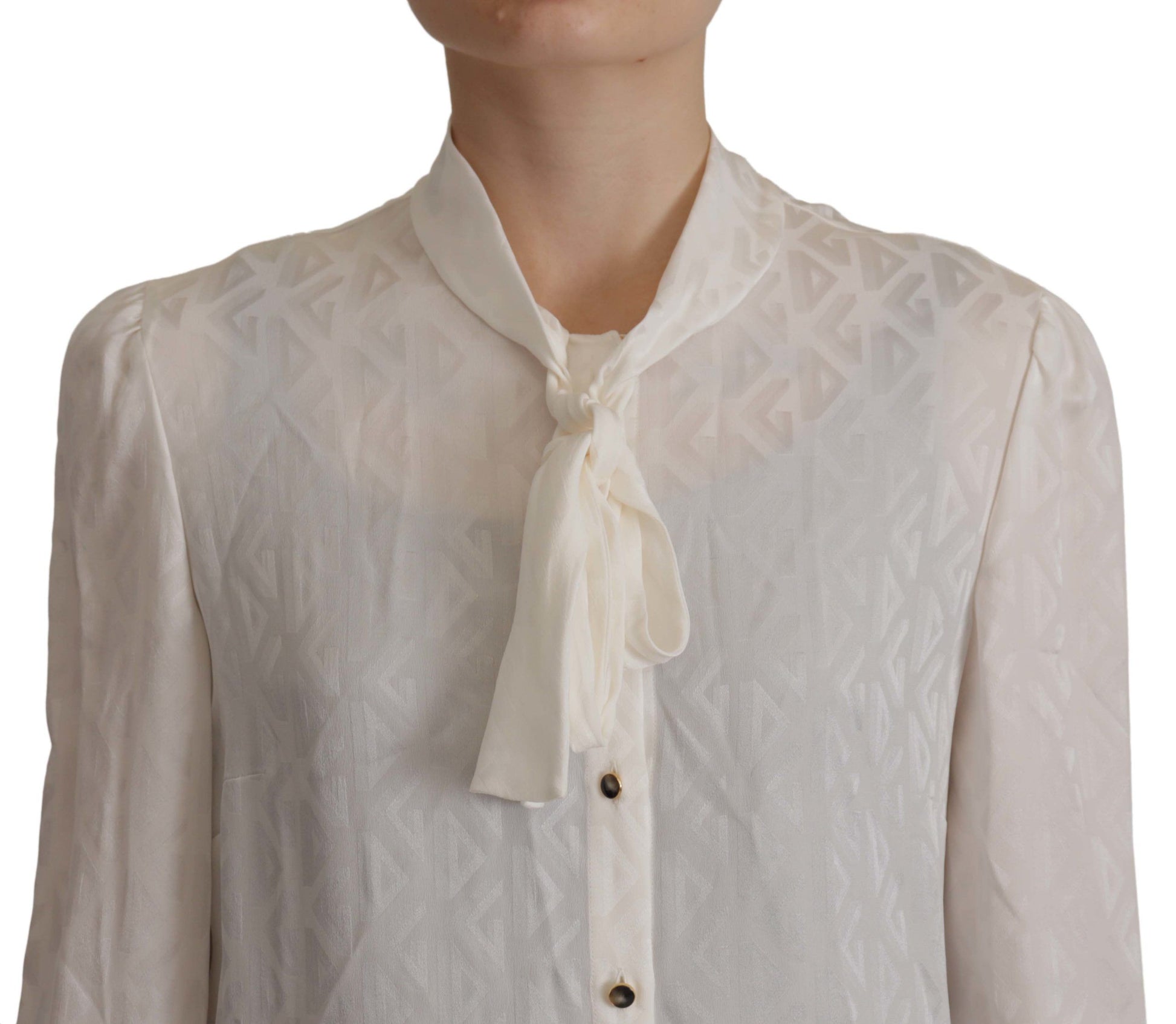 Dolce & Gabbana Elegant Silk Ascot Collar Blouse