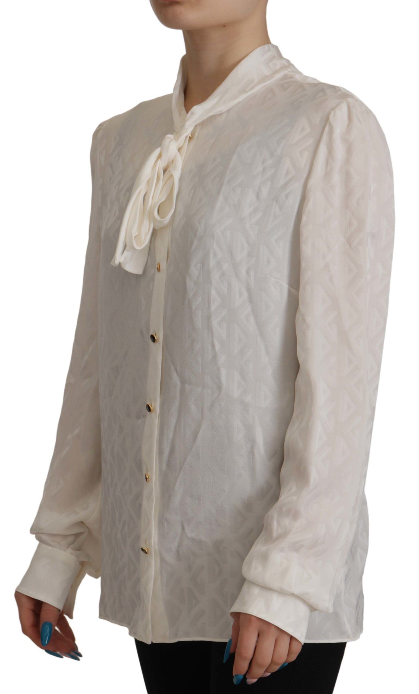 Dolce & Gabbana Elegant Silk Ascot Collar Blouse Dolce & Gabbana