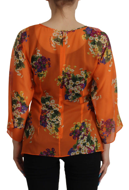 Dolce & Gabbana Elegant Floral Silk Blouse with Back Zipper Dolce & Gabbana