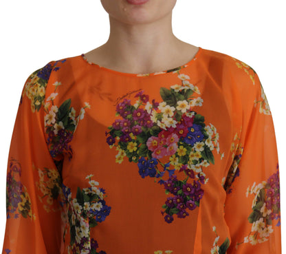 Dolce & Gabbana Elegant Floral Silk Blouse with Back Zipper Dolce & Gabbana