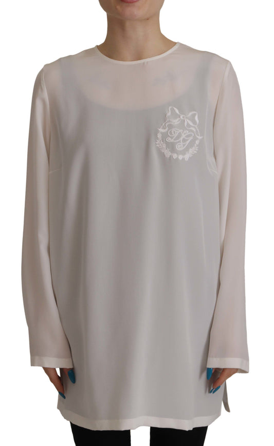 Dolce & Gabbana Elegant Silk Top with Logo Embroidery Dolce & Gabbana