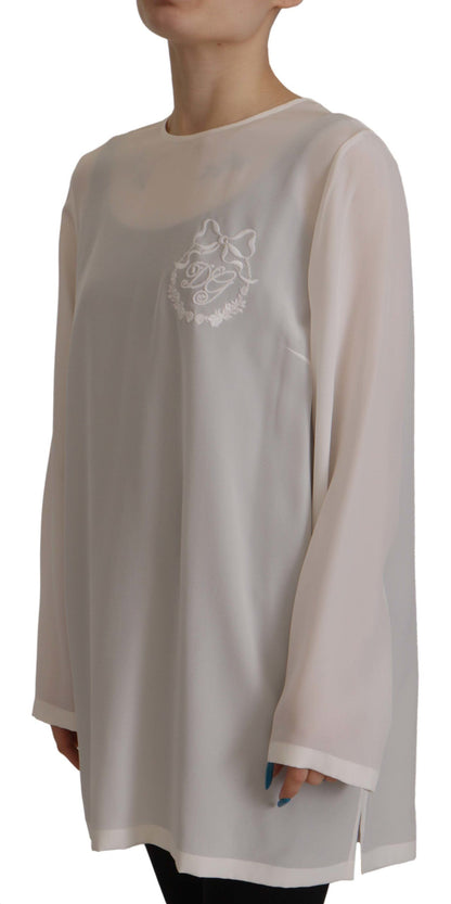 Dolce & Gabbana Elegant Silk Top with Logo Embroidery Dolce & Gabbana