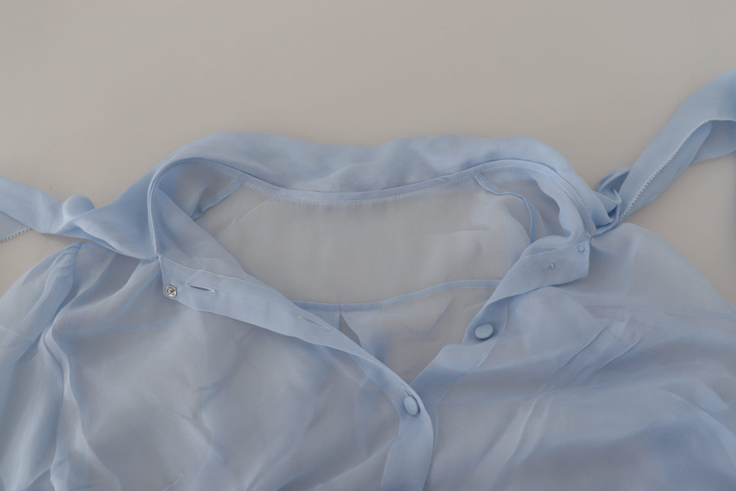 Dolce & Gabbana Elegant Silk Ascot Collar Blouse in Light Blue Dolce & Gabbana