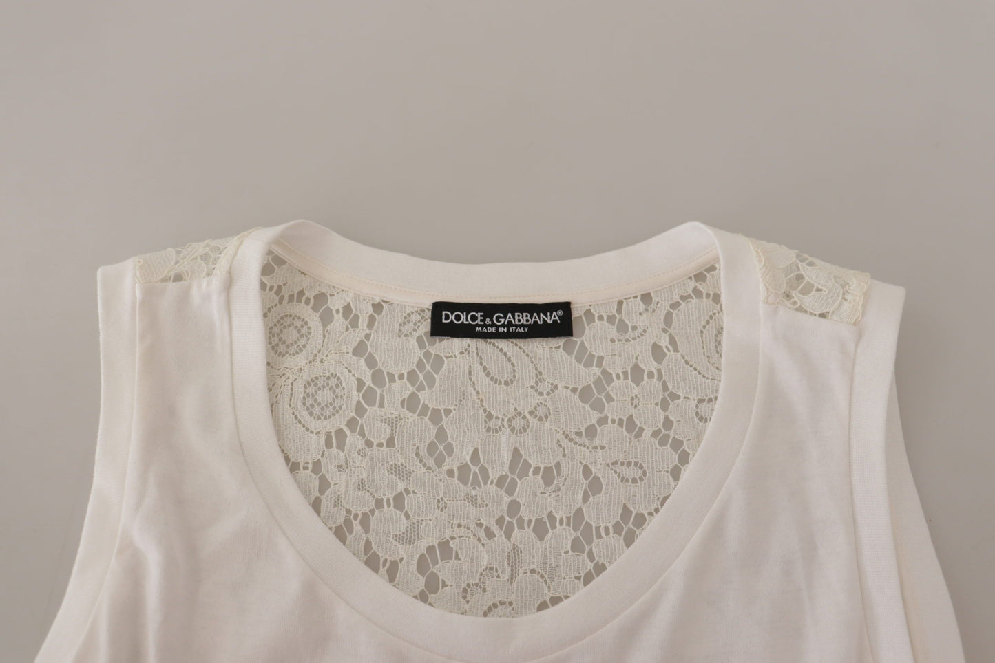 Dolce & Gabbana Elegant White Embellished Sleeveless Tee Dolce & Gabbana