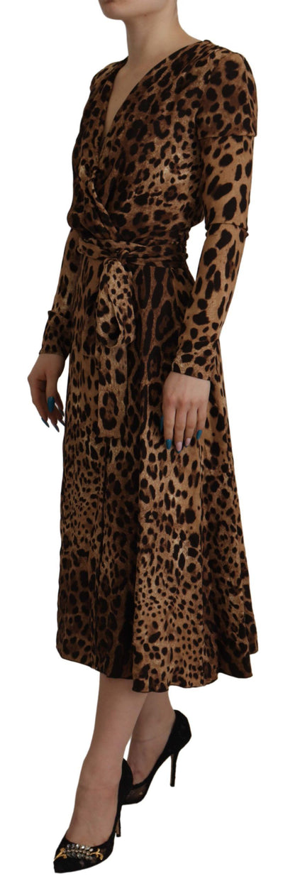 Dolce & Gabbana Elegant V-Neck A-Line Maxi Dress in Brown Dolce & Gabbana