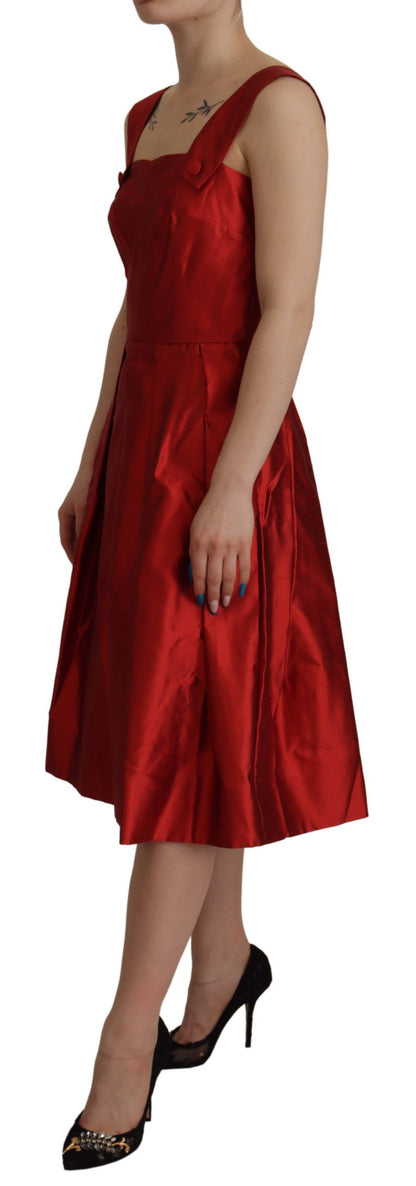 Dolce & Gabbana Radiant Red Silk A-Line Midi Dress Dolce & Gabbana