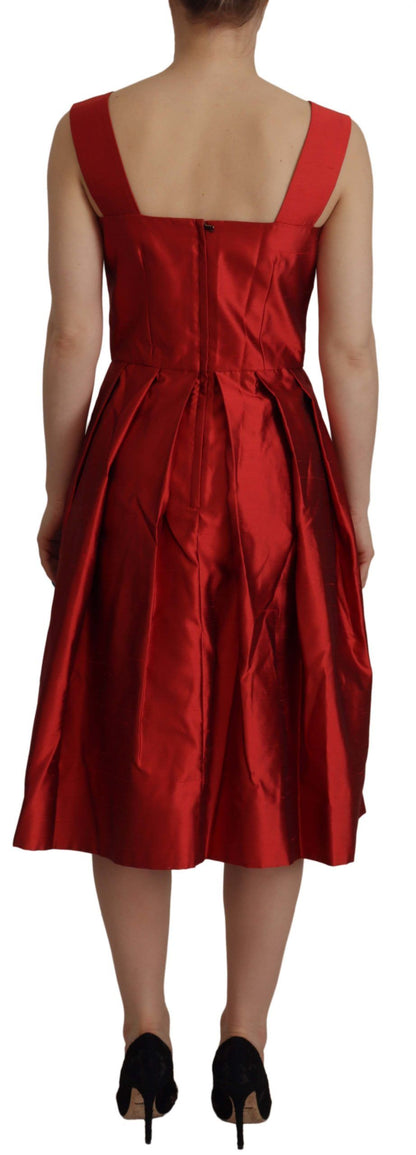 Dolce & Gabbana Radiant Red Silk A-Line Midi Dress Dolce & Gabbana