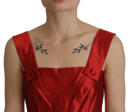 Dolce & Gabbana Radiant Red Silk A-Line Midi Dress Dolce & Gabbana