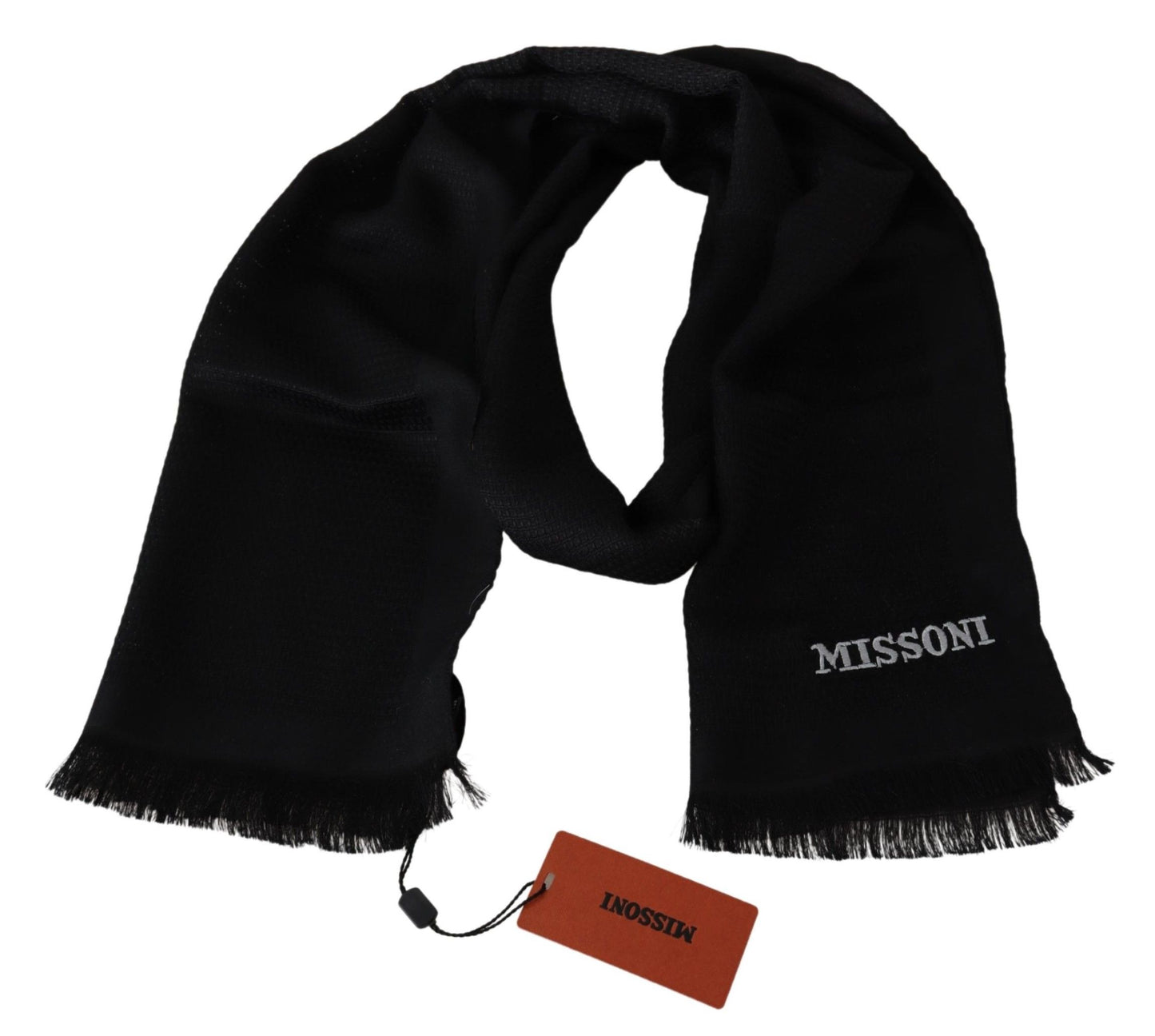 Missoni Black Wool Blend Unisex Neck Wrap Fringes Men's Scarf Missoni