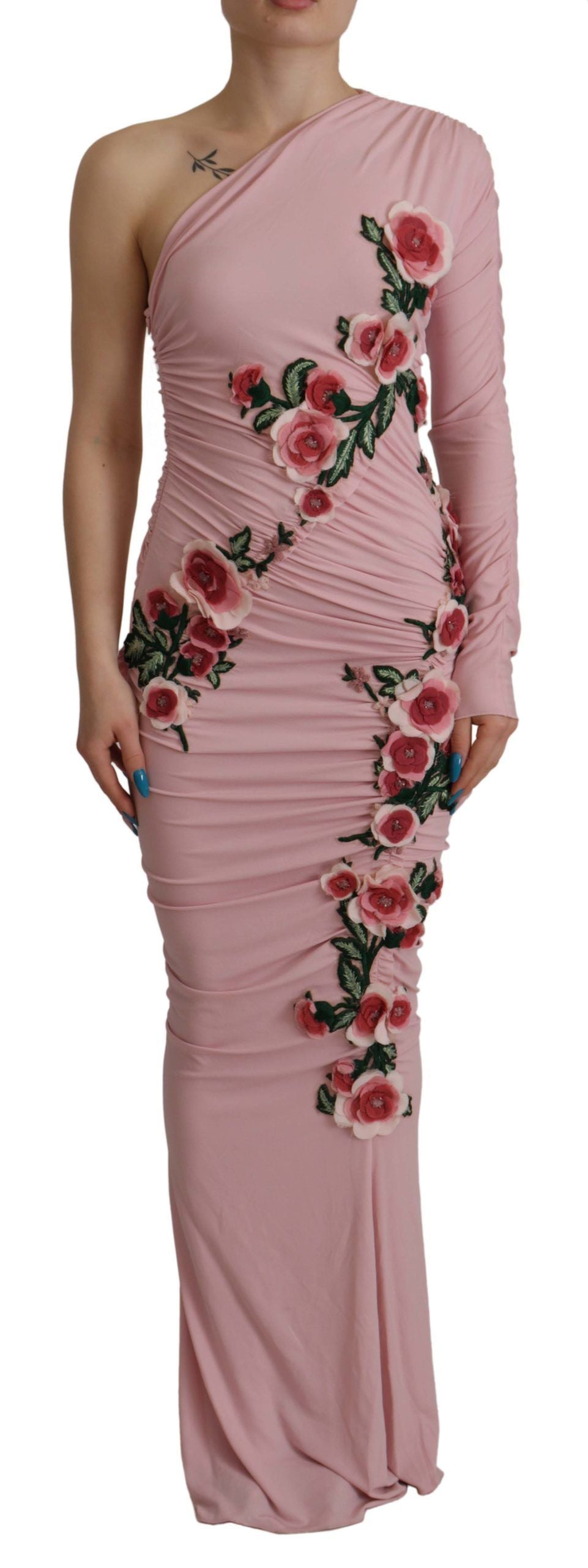 Dolce & Gabbana Elegant Pink One Shoulder Bodycon Dress Dolce & Gabbana