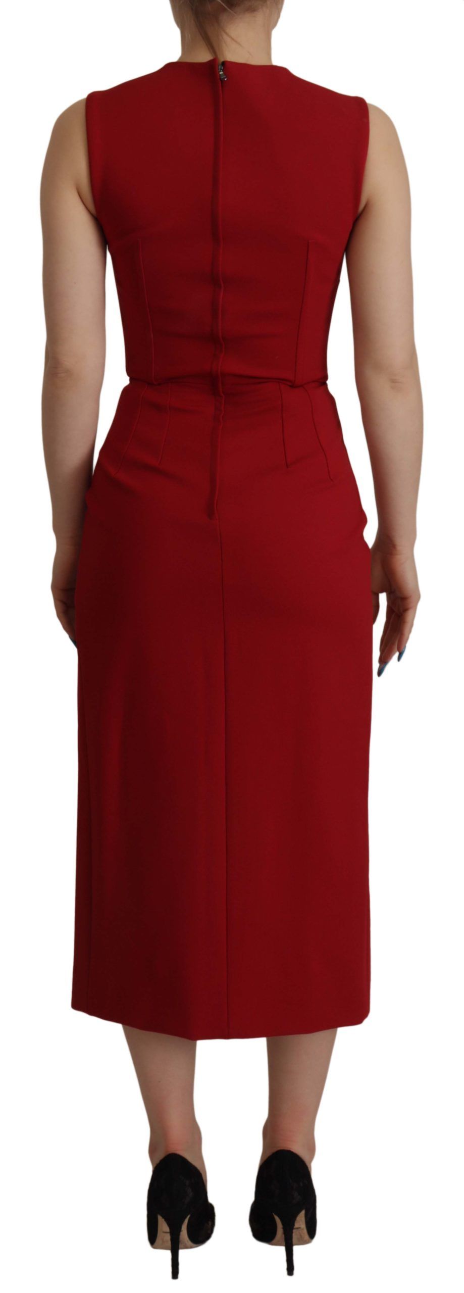 Dolce & Gabbana Elegant Red Bodycon Midi Dress Dolce & Gabbana