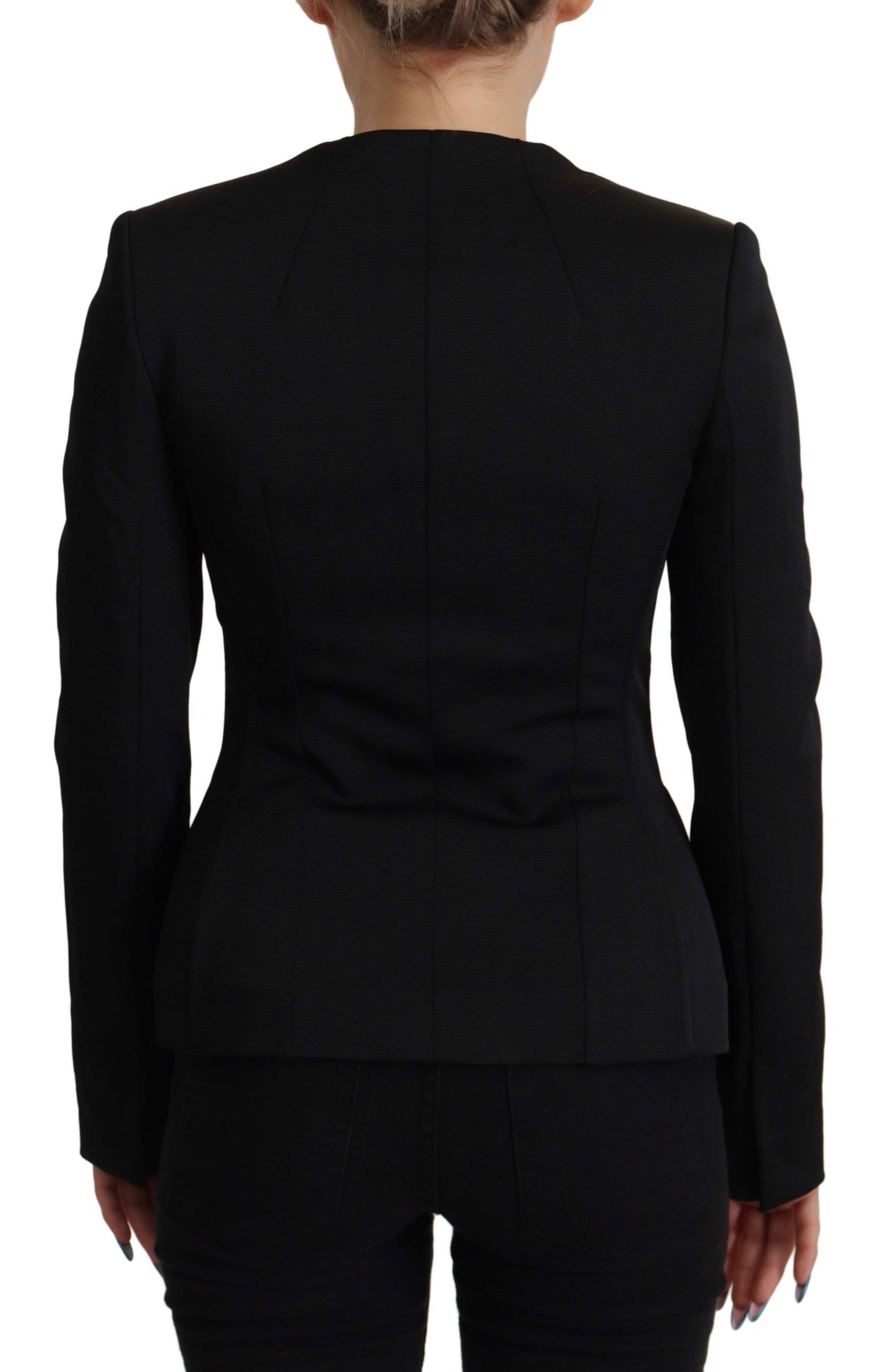 Dolce & Gabbana Sleek Black Snap Jacket with Silk Lining Dolce & Gabbana