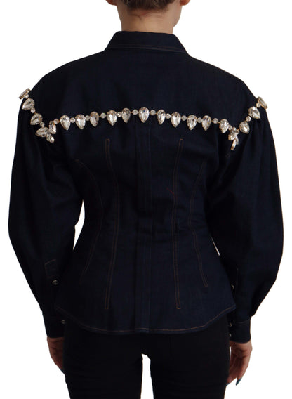 Dolce & Gabbana Elegant Crystal-Embellished Denim Jacket Dolce & Gabbana