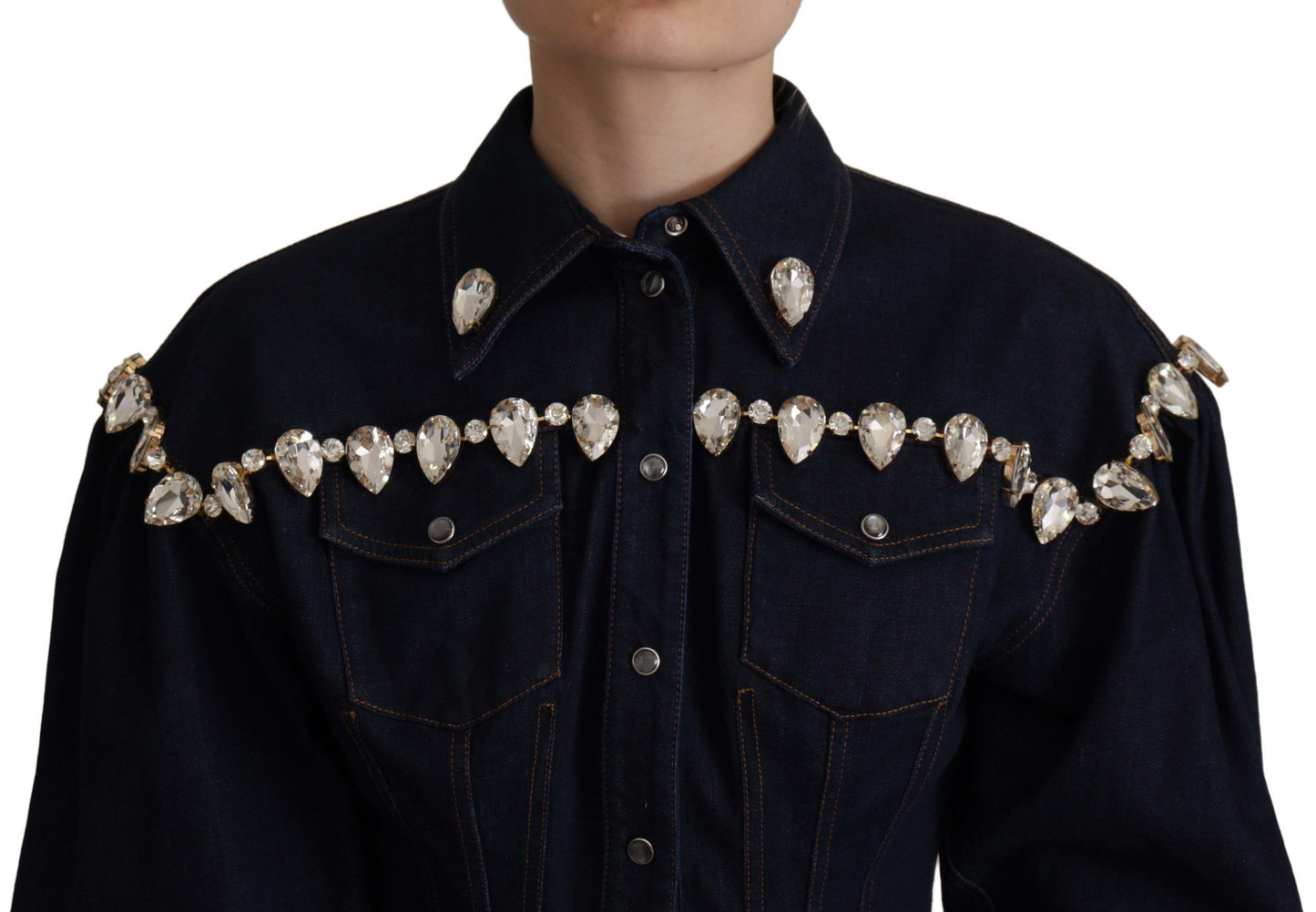 Dolce & Gabbana Elegant Crystal-Embellished Denim Jacket Dolce & Gabbana