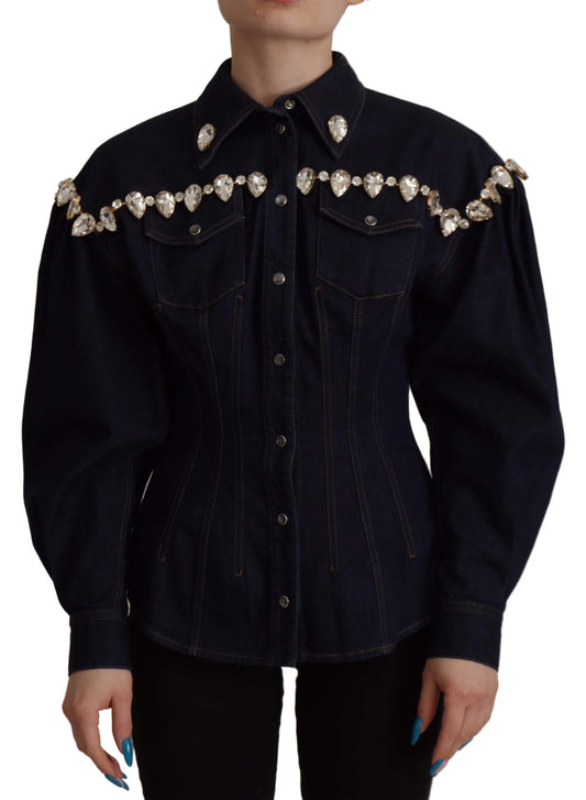 Dolce & Gabbana Elegant Crystal-Embellished Denim Jacket Dolce & Gabbana