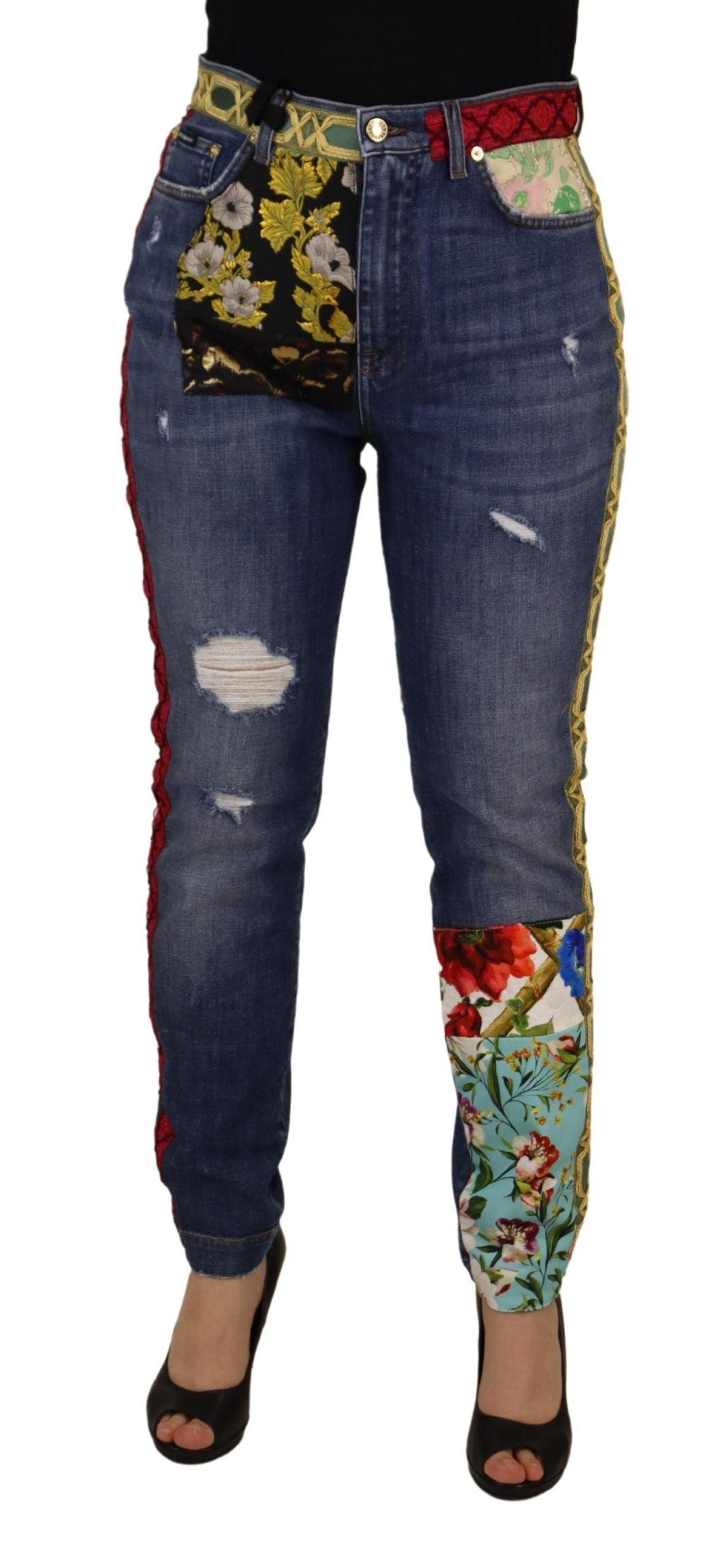 Dolce & Gabbana High Waist Patchwork Skinny Denim Dolce & Gabbana