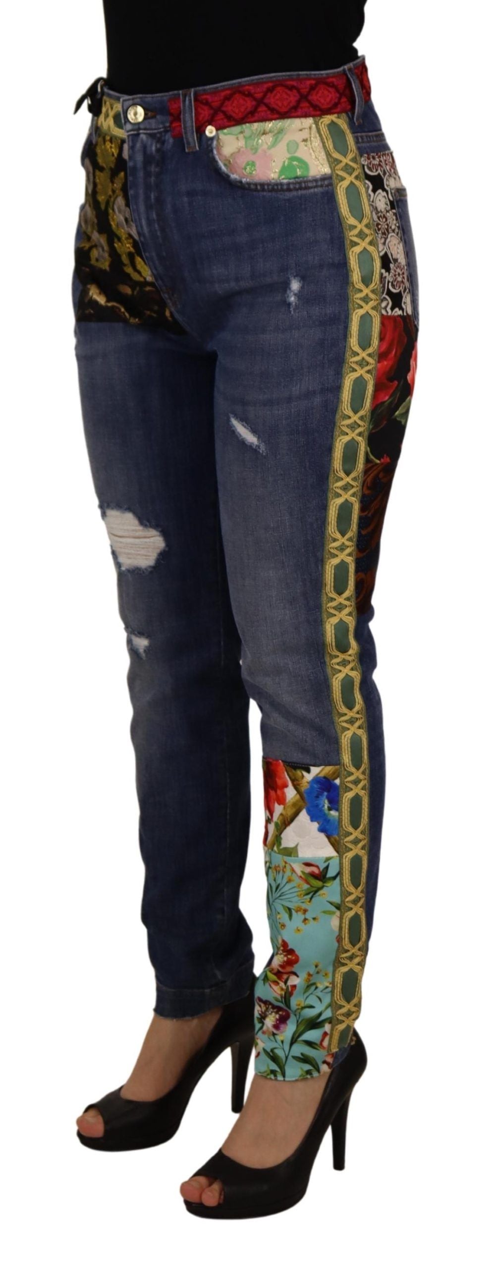 Dolce & Gabbana High Waist Patchwork Skinny Denim Dolce & Gabbana